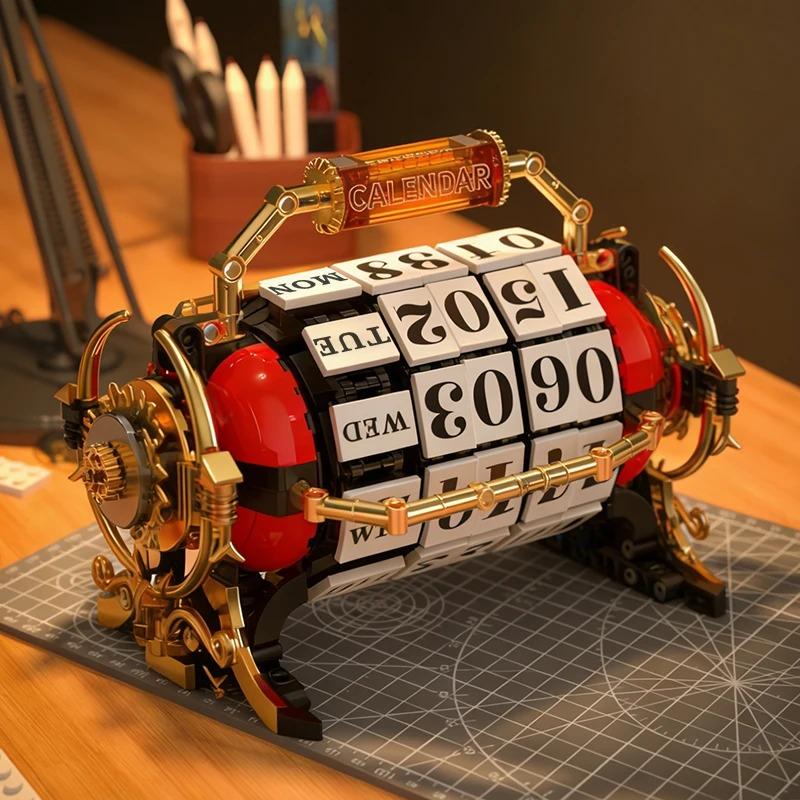 MOC 889 Teile Retro Mechanischer Drehender Kalender Bausteine Vintage Kalender Datumssteine Dekoration Spielzeug Für Erwachsene Geschenke