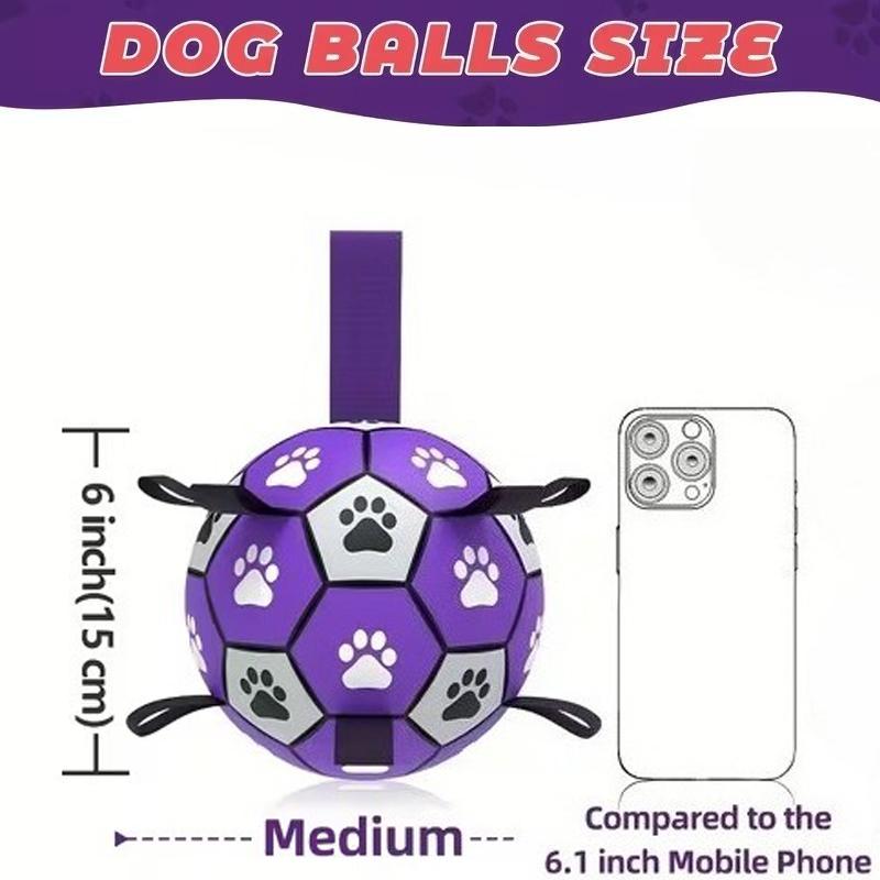Dog Toys Soccer Ball with Straps, Interactive Dog Toys for Tug of War, Puppy Birthday Gifts, Water Toy, Durable Dogs Balls World