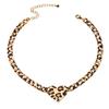 Leopard Heart Pendant Necklace Trendy Women Accessory Alloy Texture Chain Jewelry for Casual and Special Occasion