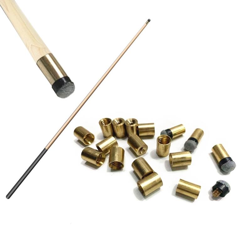 10Pcs Billiards Cue Pool Tip Replacement Coppers PU Leather Pool Cue Tip  Cue Tip with Cue Stick Ferrules