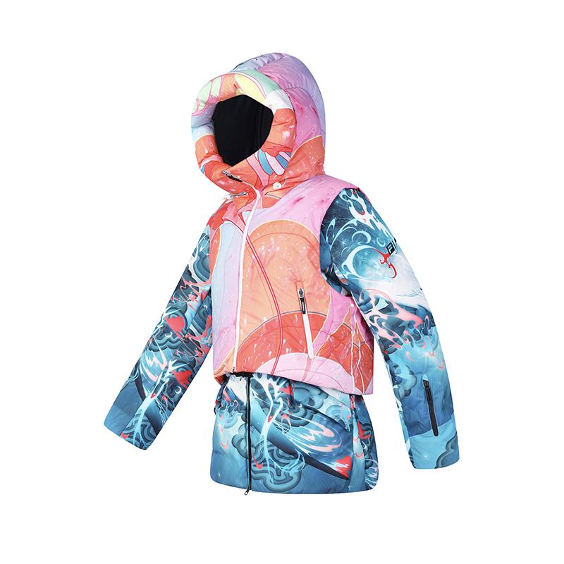 FILA Fashion Versatile Warm Tie-Dye Floral Down Jacket Women Outerwear A11W446910FZA