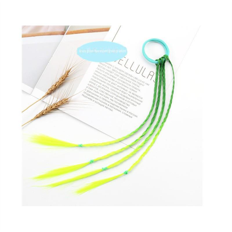 Children's Braided Hair Accessories Set: Twist Braid Wig, Rubber Bands, Bow Headband, High Ponytail Rings for Little Girls