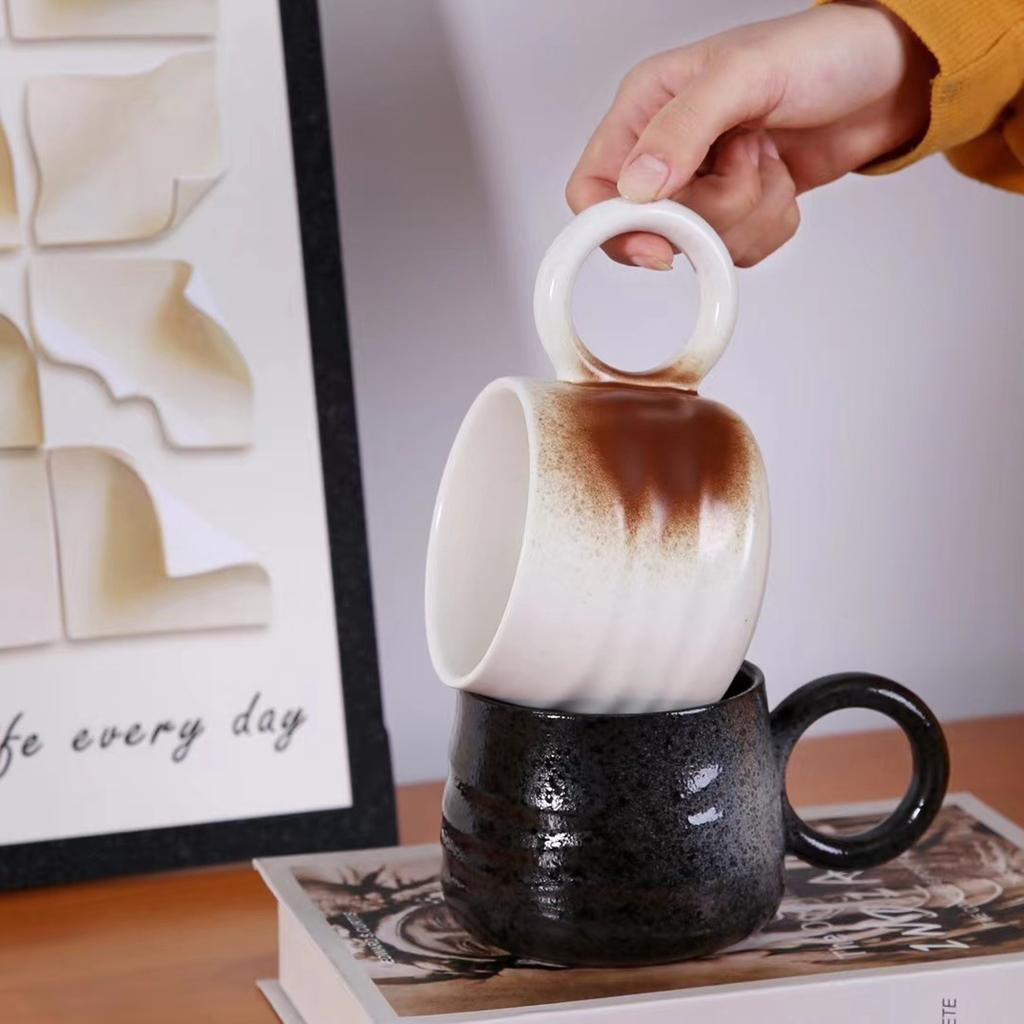 Japanese Simple Retro Mug Ceramic Cup Niche Coffee Cup Office Personality High End Cup Souvenir Gift