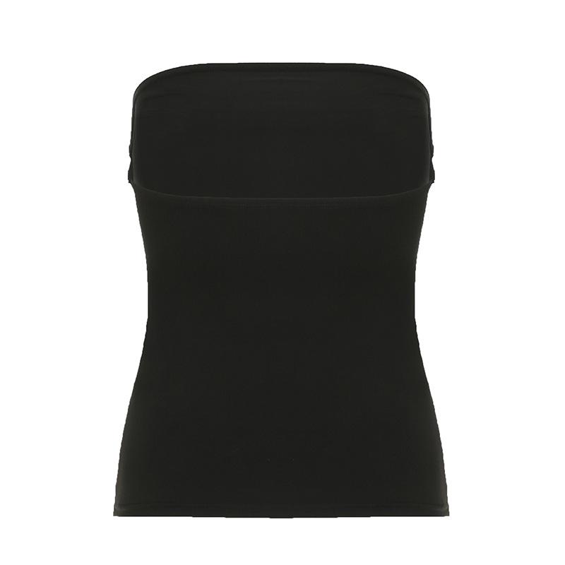 Gothic Print Black Tube Top Women Strapless Skinny Cropped Tops Summer Casual Chic Graphic Tees Y2k Streetwear Vest Basic