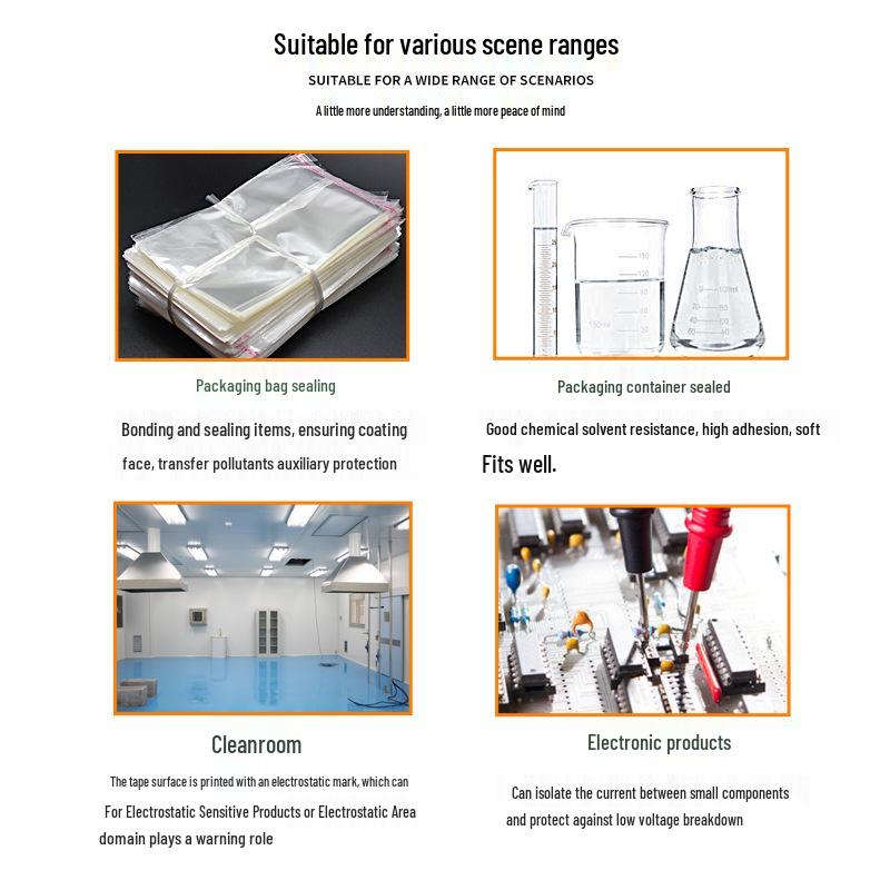 Black Anti-Static Grid Tape - Residue-Free for Electronic Packaging and Sealing.