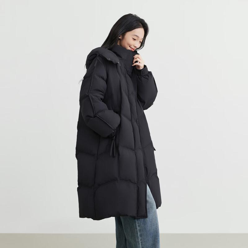 Elva' Island Women's Winter Hooded Long 90% Goose Down Jacket