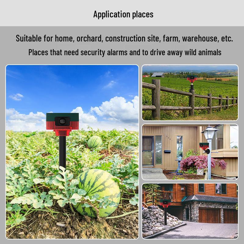 Solar-Powered 360° Infrared Motion Alarm & Light Animal Repeller with Voice Speaker