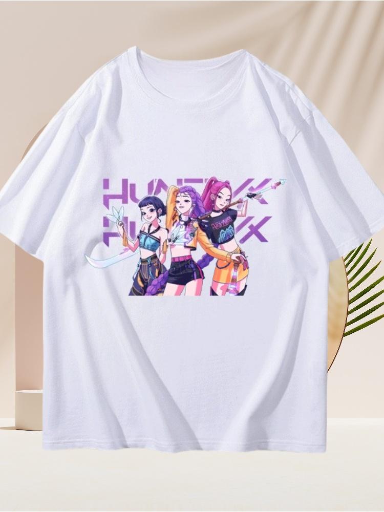 KPOP Demon Hunter Girl Group Merch Zoey Mirala Short Sleeve Printed Unisex Summer Versatile Cotton T-shirt Fashion Trend