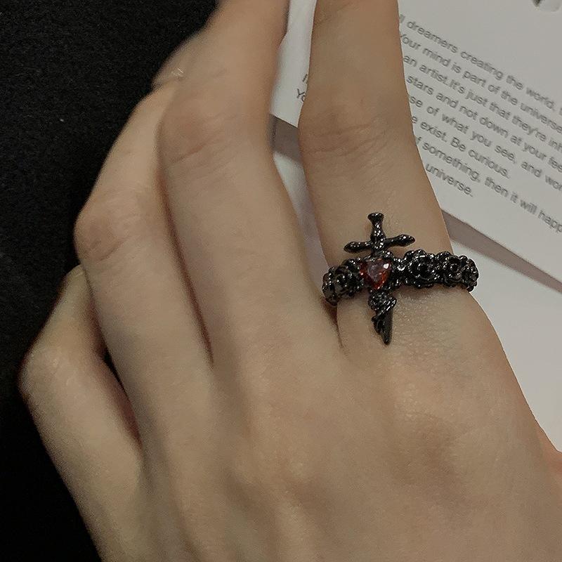 Light Luxury Pink Bow Open Ring Series Cold Wind Advanced Index Finger Ring Niche Design Ring