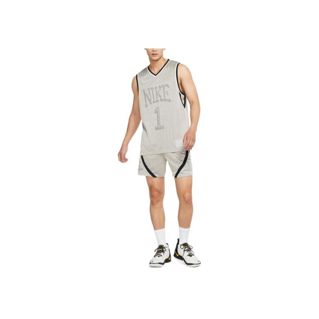 Nike Dri-Fit Adv Logo Print V-Ausschnitt Ärmelloses Basketball-Tanktop Herren Oberteile Hellgrau DH7135-219