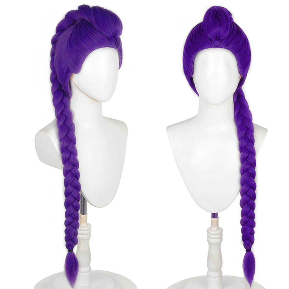 Purple Tiger Clip Single Ponytail Braided Synthetic Wig | Animated Film for KPop Demon Hunters Figure Rumi Cosplay Wig