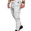 Skinny Cargo Pants Casual Men Solid Color Drawstring Waist Ankle Tied Pockets
