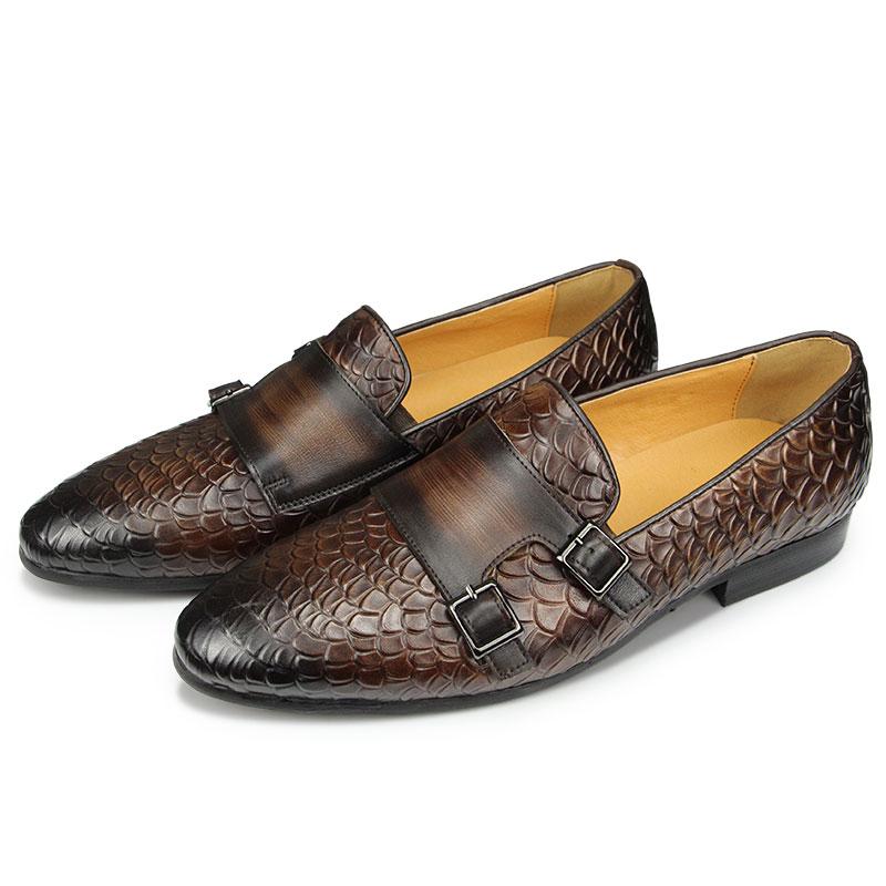 Fashion Popular Loafers Mens Shoes Genuine Leather Snake Printing Wedding Party Casual Dress Shoe for Males Slip-On Comfortable Footwear