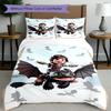 3pcs Duvet Cover Set (1*Duvet Cover + 2*Pillowcase, Without Core), How to Train Your Dragon Print Bedding Set, Bedroom Decor, All‑Season, Birthday Gif