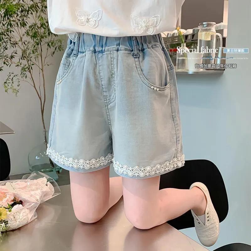 Girls Summer Denim Shorts Thin Fashionable Pants Big Kids Casual Versatile Jeans 110