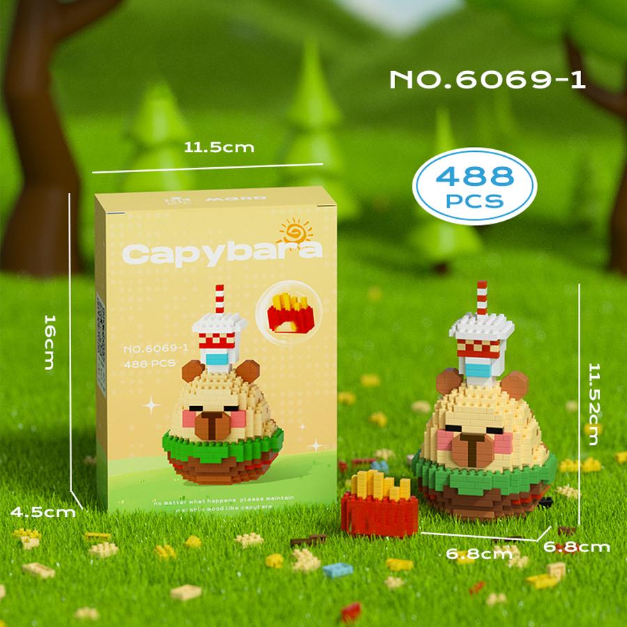 Kawaii Guinea Pig Mini Building Blocks Kids Toys Pufferfish Cartoon Figures Micro Blocks Educational Toys Gift For Kids