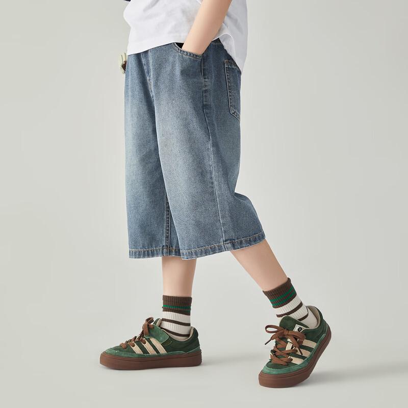 Boys' Loose Fit Washed Denim Bermuda Shorts