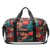 Oxford Fabric Travel Duffel Bag with Leaf Print Multiple Pockets Waterproof Gym Weekender Bag