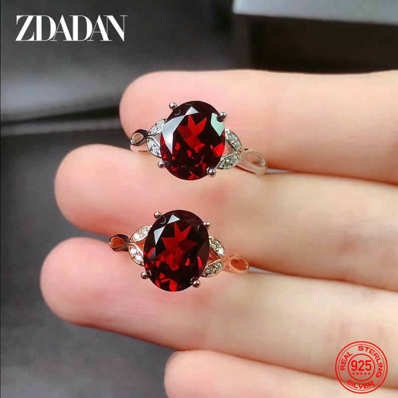 925 Sterling Silver Adjustable Ruby Ring for Women Fashion Jewelry Gifts
