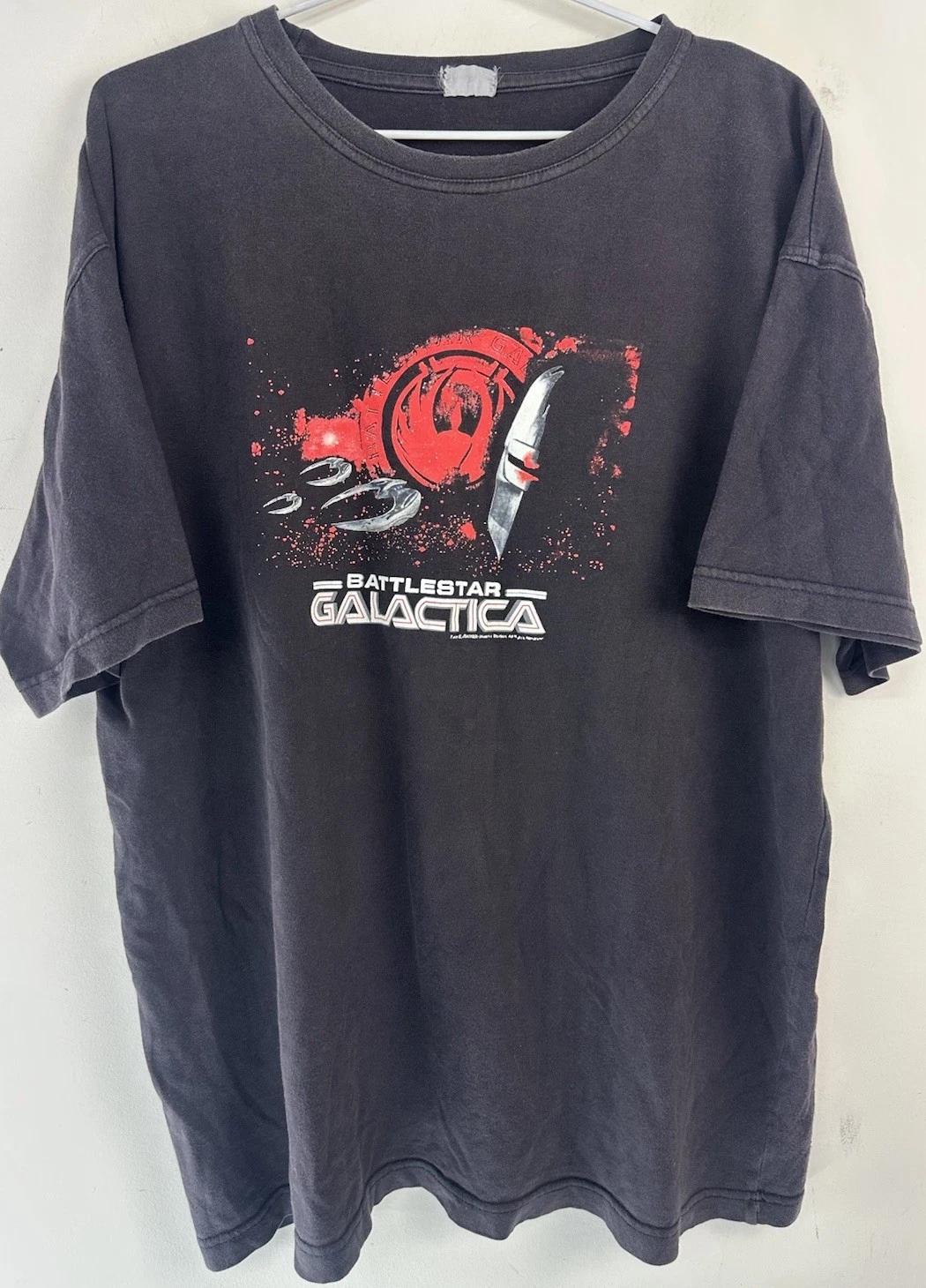 

Vtg 2005 Battlestar Galactica Promo T-shirt L Cylon Raider Sci-Fi Faded Black L