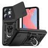 KEYSION Shockproof Armor Case for Itel A90 4G Silicone+PC Slide Camera Lens Protection Ring Stand Phone Back Cover for Itel A90
