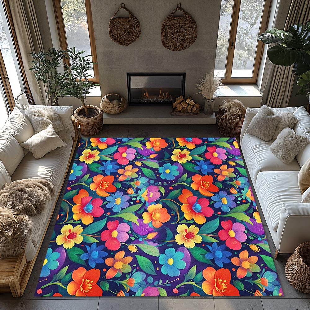 Blommigt Golvmatta Tvättbar Halkfri Inomhus Utomhus Mat Heminredning Vardagsrum Kök Golvmatta Modern Abstrakt Konst Design Patt