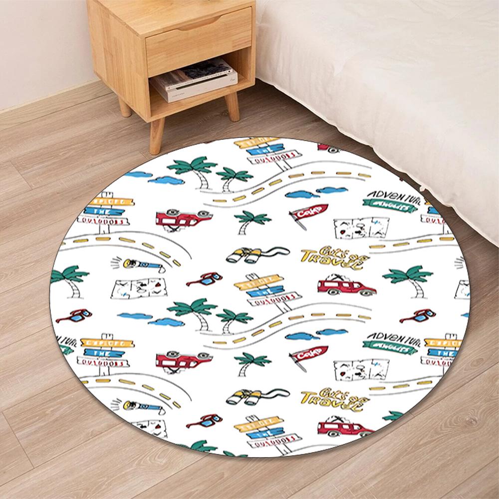 Cute Cars Printed Round Rug Carpet Chair Rug Area Rug Entryway Doormats,for Office Chair Living Room Bedroom Kitchen Room.