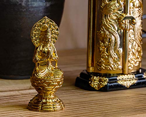 Klein 6,8cm (vergoldet/24 Karat Gold) Buddhistische Statue von Keishu Watanabe. Originalmodell (im Jahr des Pferdes geboren). Schutzgottheit des Tierkreises. Takaoka