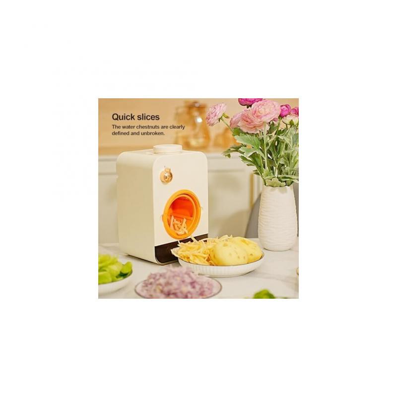 Electric Grater Vegetable Slicer, 5 in 1 with 5 Interchangeable Drum Blades for Fruits, Vegetables, and Nuts, Kitchen Tool