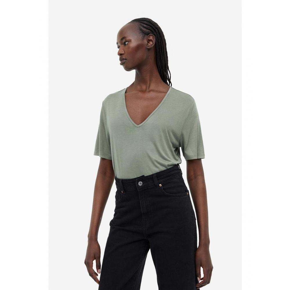 

Футболка с воротником H&M Зеленый шалфей 1169208003