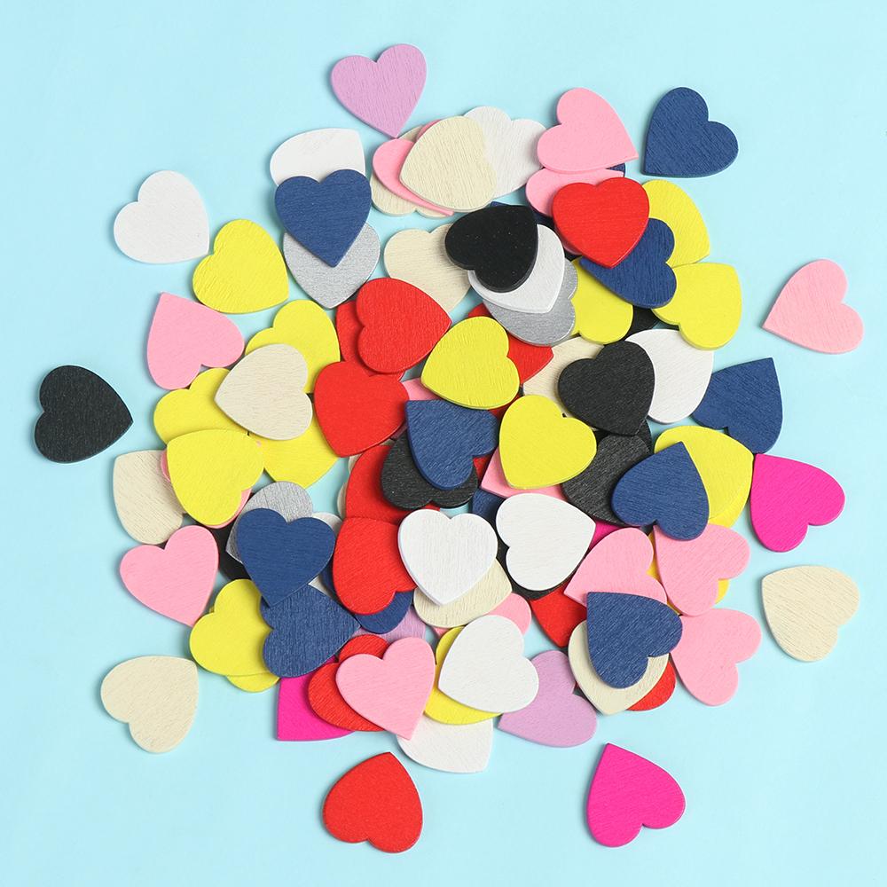 Supplies Wall Sticker DIY Wedding Ornaments Wood Crafts Confetti Slices Wooden Chips Hearts Shaped