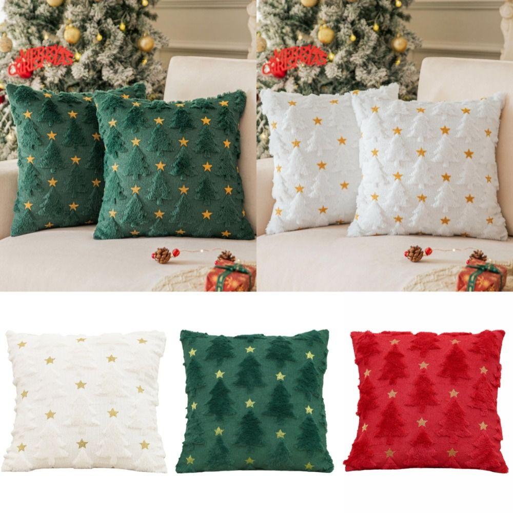Embroidered Golden Star Xmas Pillowcase Decorative Pillow Case New Plush Cushion Cover  Party Decor