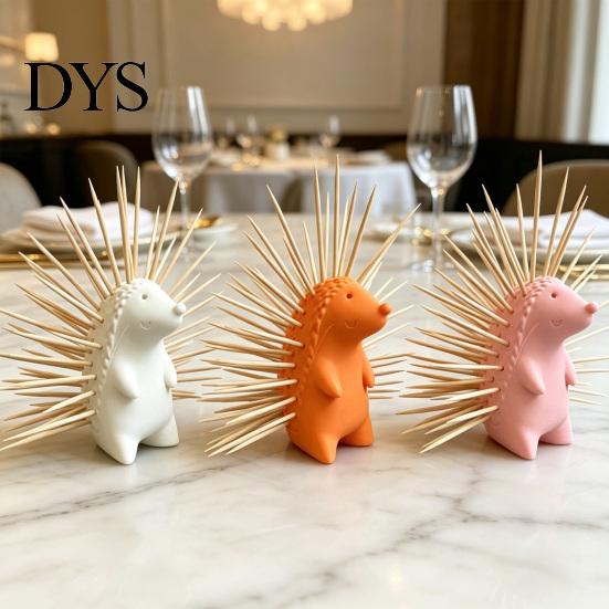 Unique Desk Organizer Hedgehog Toothpick Holder, 3D Printed Animal Stand, Cute Refillable Small Desktop Storage Box Dispenser for Home Office