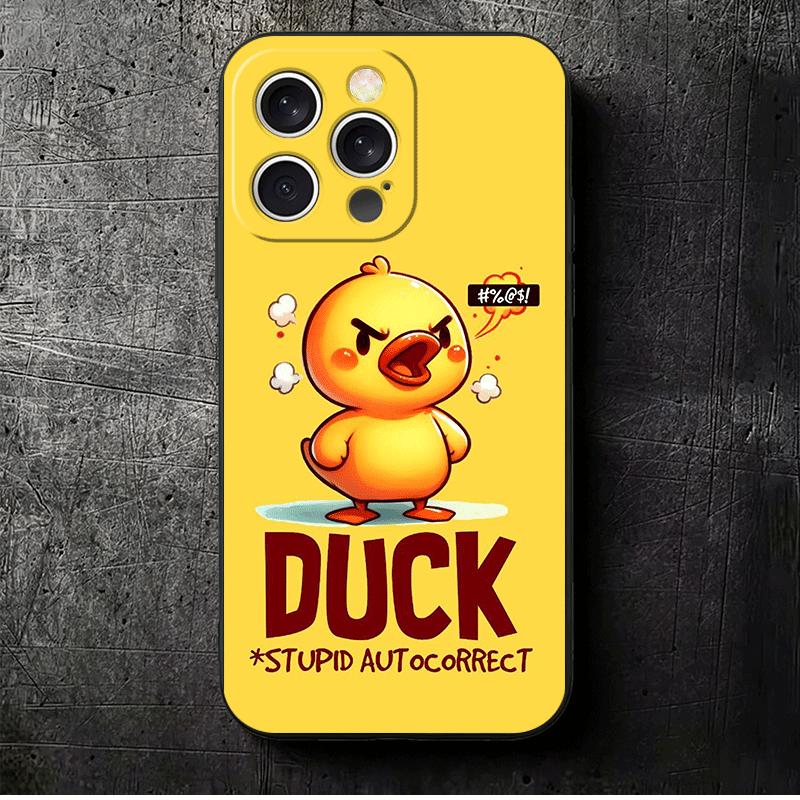 

Funny Cute Cartoon Duck Soft Phone Case for iPhone 16 16E 17 Air 15 Pro Max 14 Plus 13 Mini 11 12 7 Black Cover Back Shell iPhone 17 Pro