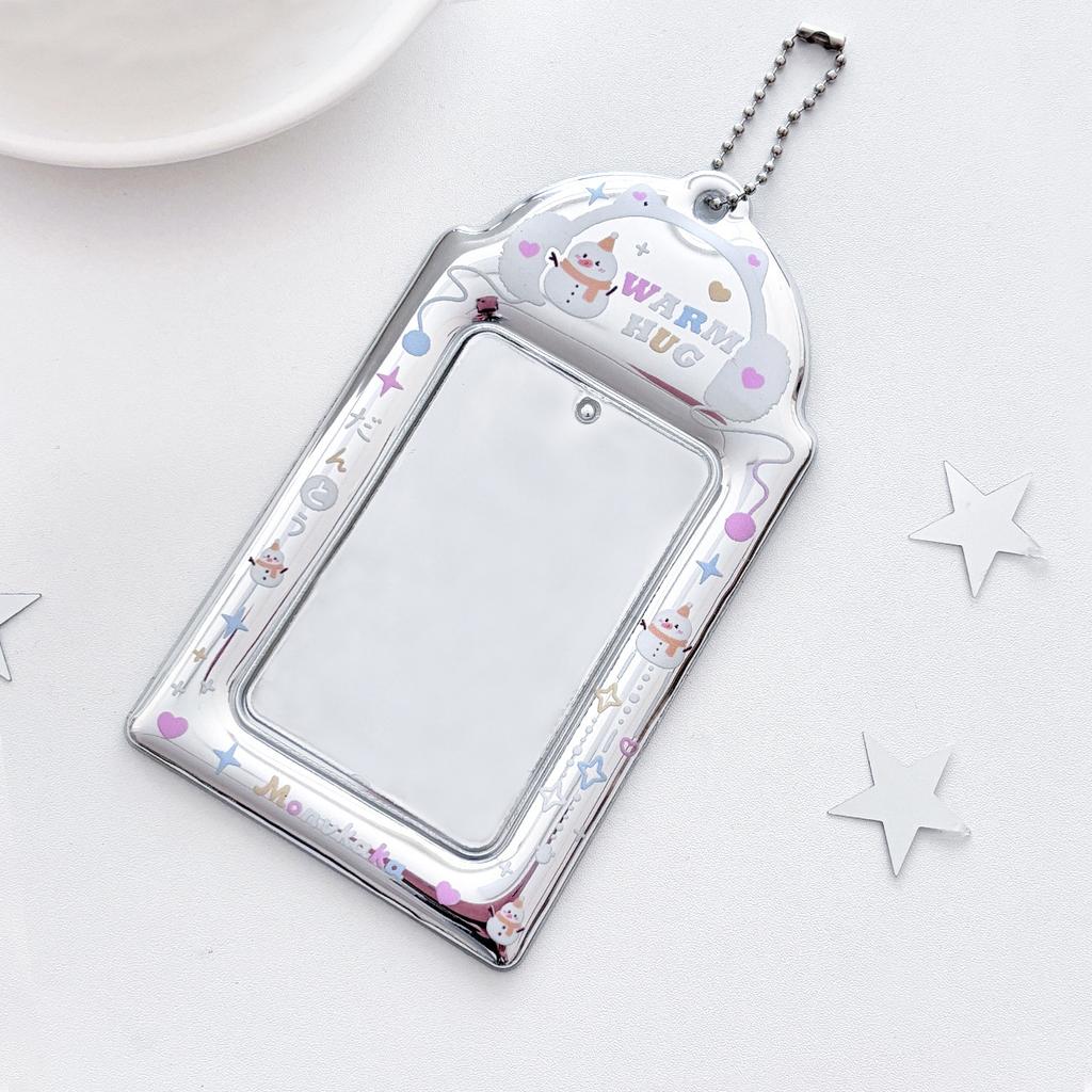 Photo Card Storage Sleeve Metallic Card Protector Silver Snowflake Card Holder Dust-Resistant For K-Pop Merchandise Fans