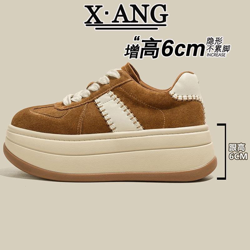 Cm Height Increase Thick Sole Small Women's Shoes Genuine Leather Women's Retro Board Shoes Casual Sports Shoes Muffin Shoes