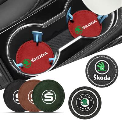 AAFM1 1/2/4Pcs Car Anti Slip Mat Diamond Coaster Water Cup Slot Pad For S Octavia A5 A2 VRS Vision Kodiaq Rapid Fabia VII Superb