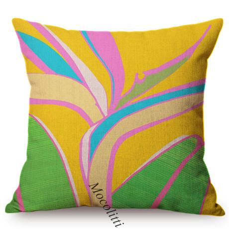 Abstract Leaves Pattern Cushion Cover Colorful Tropical Plants Pastel Art Cotton Linen Sofa Decoration Throw Pillow Case Cojines