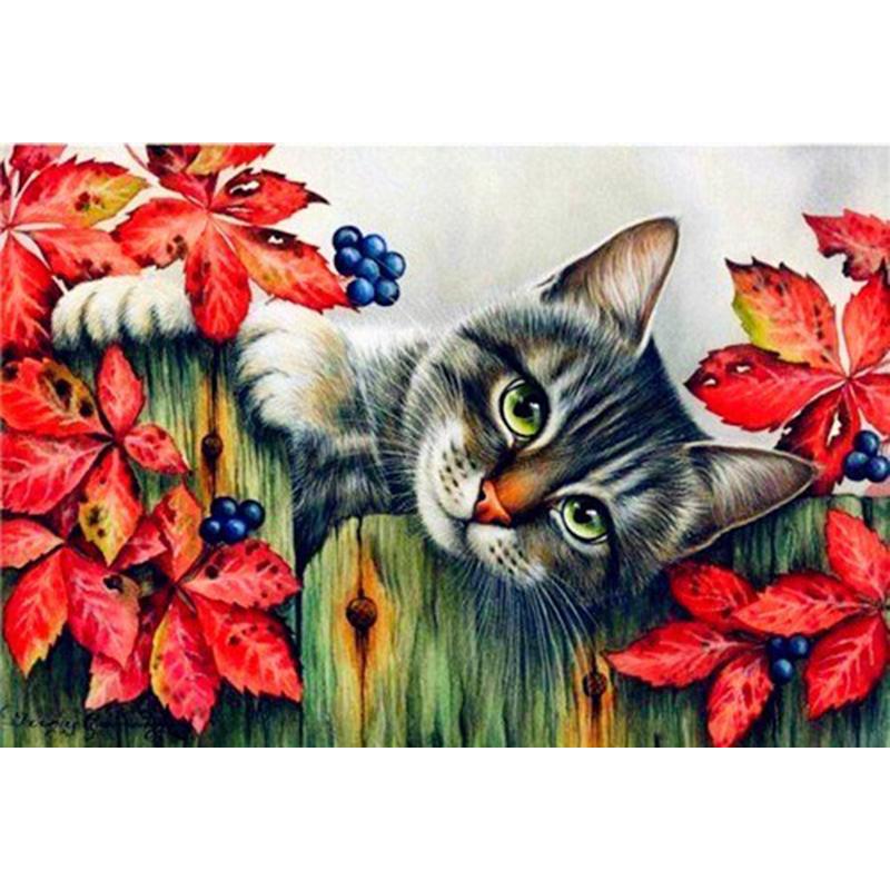 Flower DIY 5D Diamond Painting Full Round Drill Cat Diamond Embroidery Animal Cross Stitch Mosaic Rhinestones Art Handwork Gift