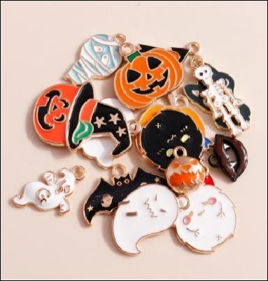 10pcs/lot Mix Enamel Halloween Bat Pumpkin Ghost Charms for Jewelry Making Earrings Pendants Necklaces DIY Keychains Crafts Gift