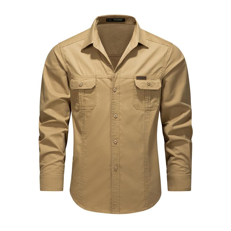 Spring and Autumn Tooling New Shirt Men's Overalls Cotton Casual Loose Inch Shirt Outdoor Men's Washed Shirt Tide