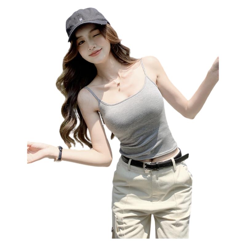 LangSha Red Spaghetti Strap Women's New Padded Sexy Sleeveless Tank Top Outerwear