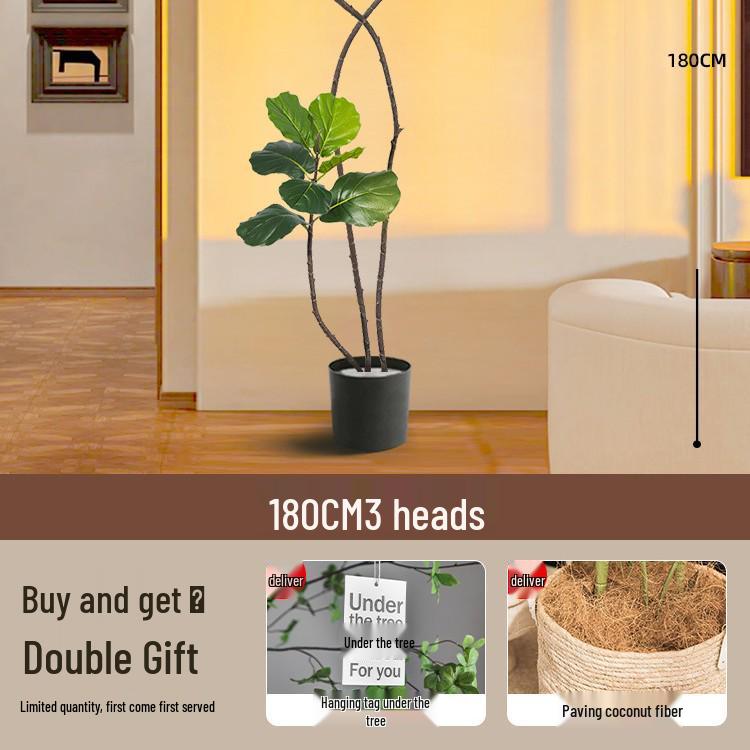 Large Potted Fiddle-Leaf Fig: Luxury Faux Green Plant for Living Room Decor