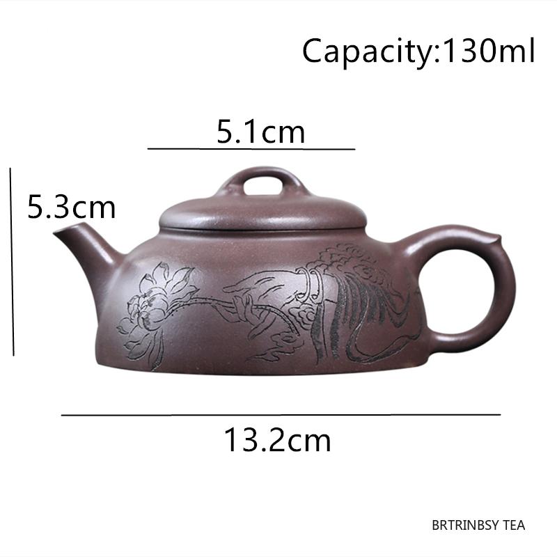 130ml Chinese Yixing Purple Clay Teapot Handmade Lotus Zisha Tea Pot Tradition Household Tea Set Beauty Tea Infuser Kettle Gifts