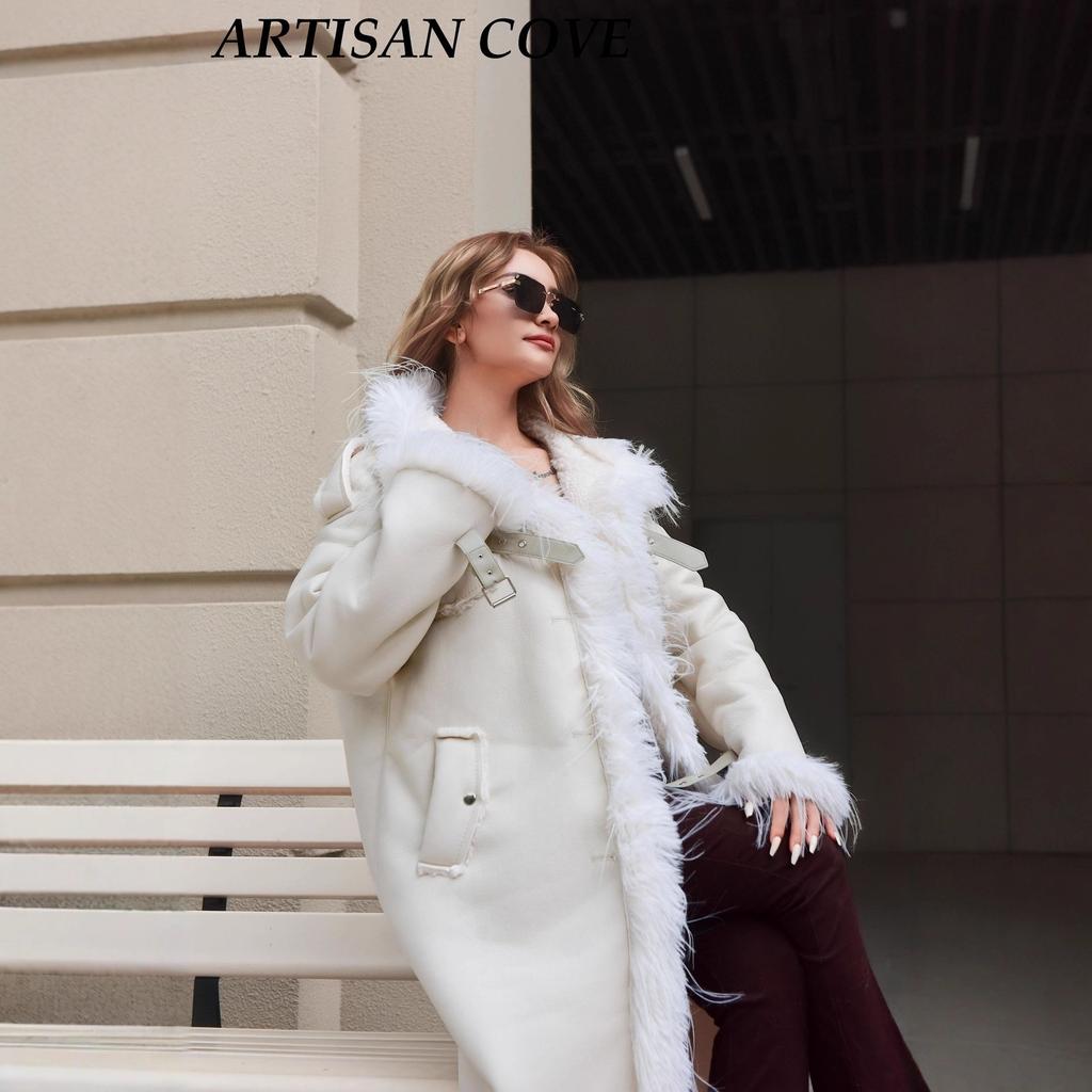 New Suede Spliced Fur One-piece Coat for Women in Winter with Cotton and Loose Fit