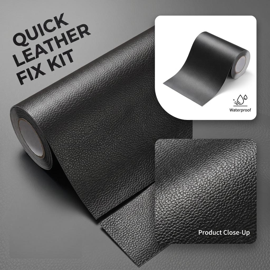 Self-Adhesive Leather Tape Kit - Strong Adhesive Patch for Sofa, Car, Chair, Furniture, Jacket - 30cm Wide 1m Long