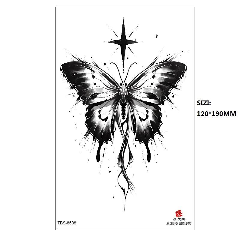 Black Butterfly Owl Sunflower Set Water Transfer Simulation Temporary Tattoo Sticker