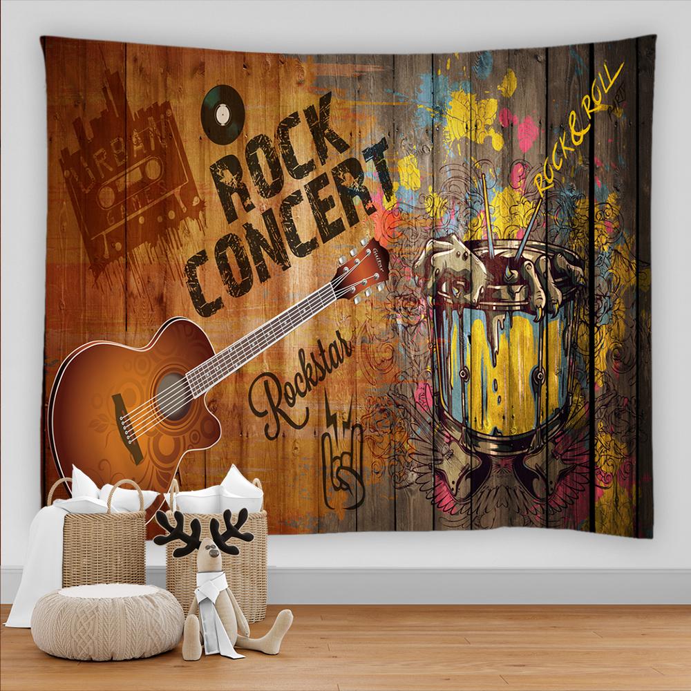 Wunderschöner Retro-Wandteppich aus Holz zum Aufhängen Musik Cowboy Wohnheim Wandstoff Heimzimmerdekor Wanddeko