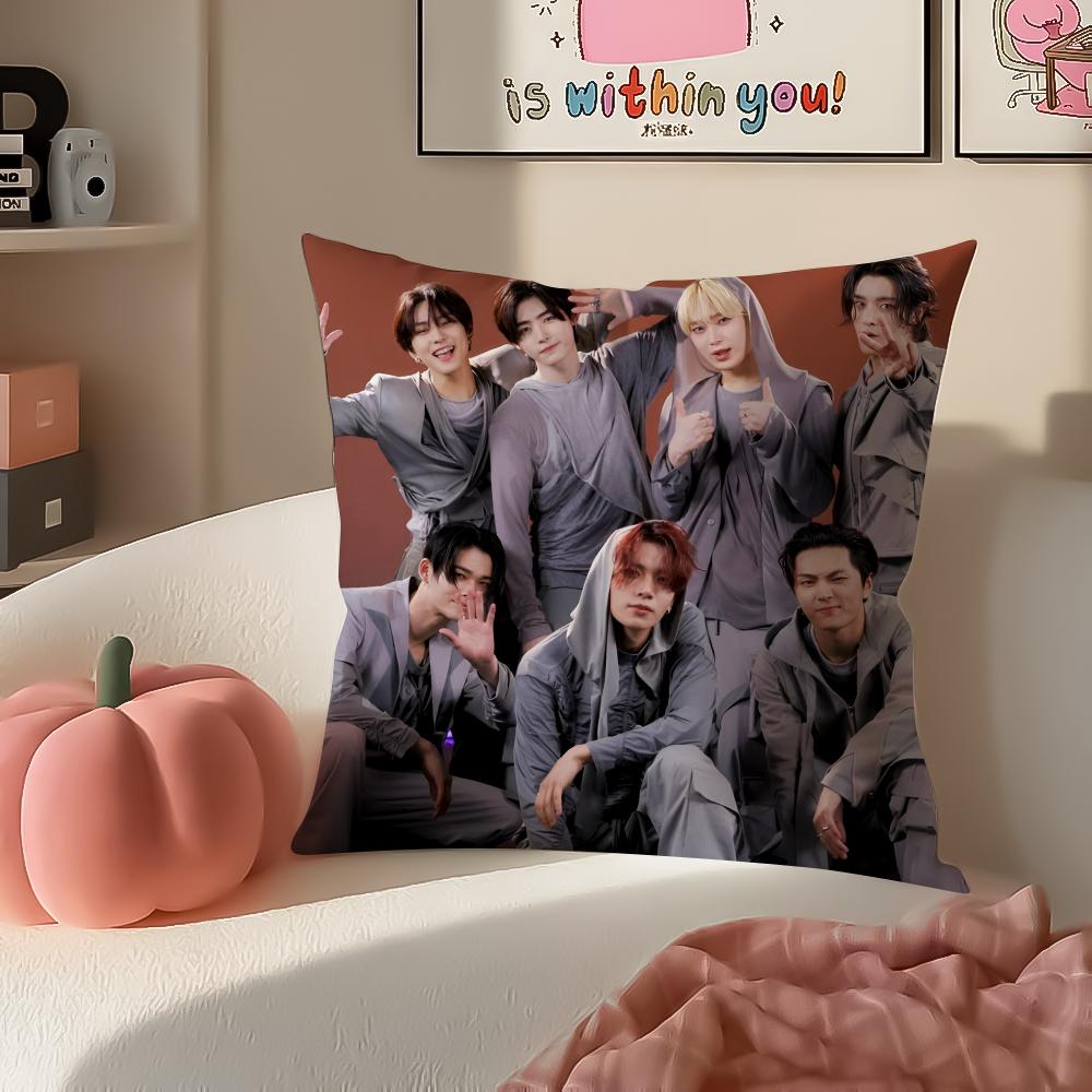 Korean Kpop Boy Group Superstar EENHYPEN Cushion Cover Pillowcase Short Plush Invisible zipper Room Sofa Cushion Cover