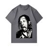 Men's 100% Cotton Crew Neck Short Sleeve T-Shirt, Stylish Rap Music Character Portrait Print Casual Comfortable Tee for Daily Street Wear